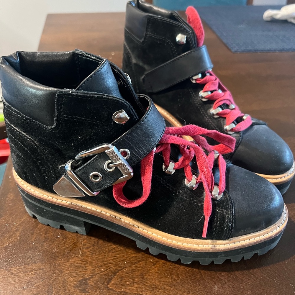 Marc Fisher black buckle boots